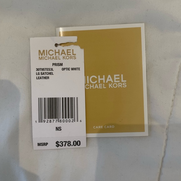 MICHEAL KORS PRISM LARGE LEATHER SATCHEL IN OPTIC WHITE - Picture 9 of 14